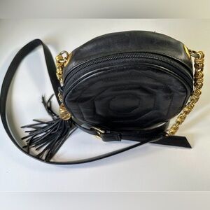 Black Quilted Bag with Gold Accents